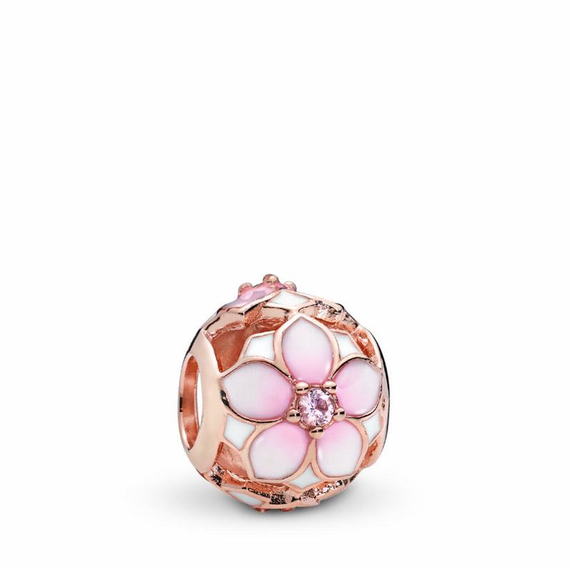 Pandora Rose™ Magnolia Bloom Charm - Pandora Rose/Enamel/Pink/Crystal - Canada | ZF7040HG